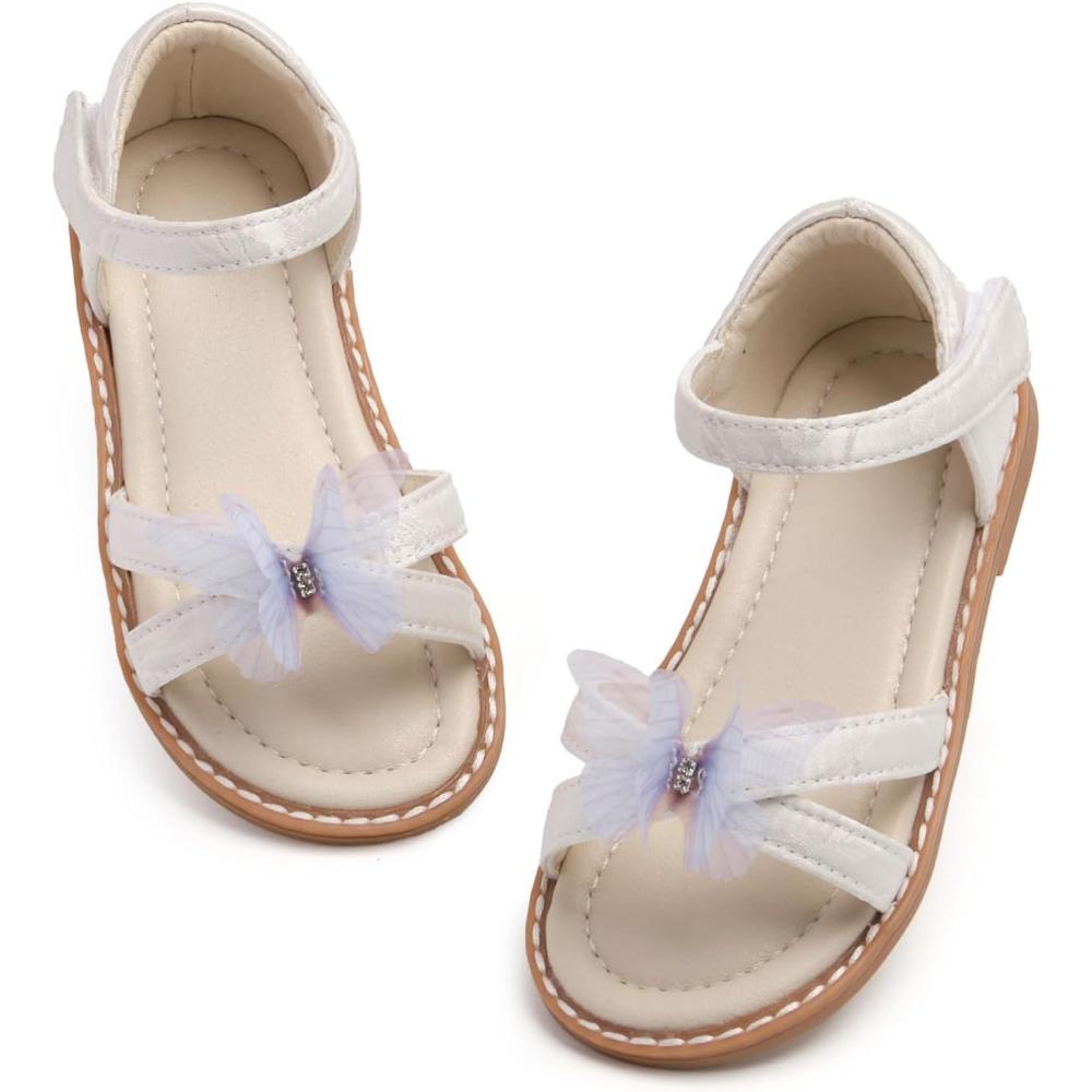 imageTHEE BRON Toddler Girls Butterfly Floral Sandals  Comfy Sparkle Shoes for Play ampamp Summer AdventuresAa414floral White