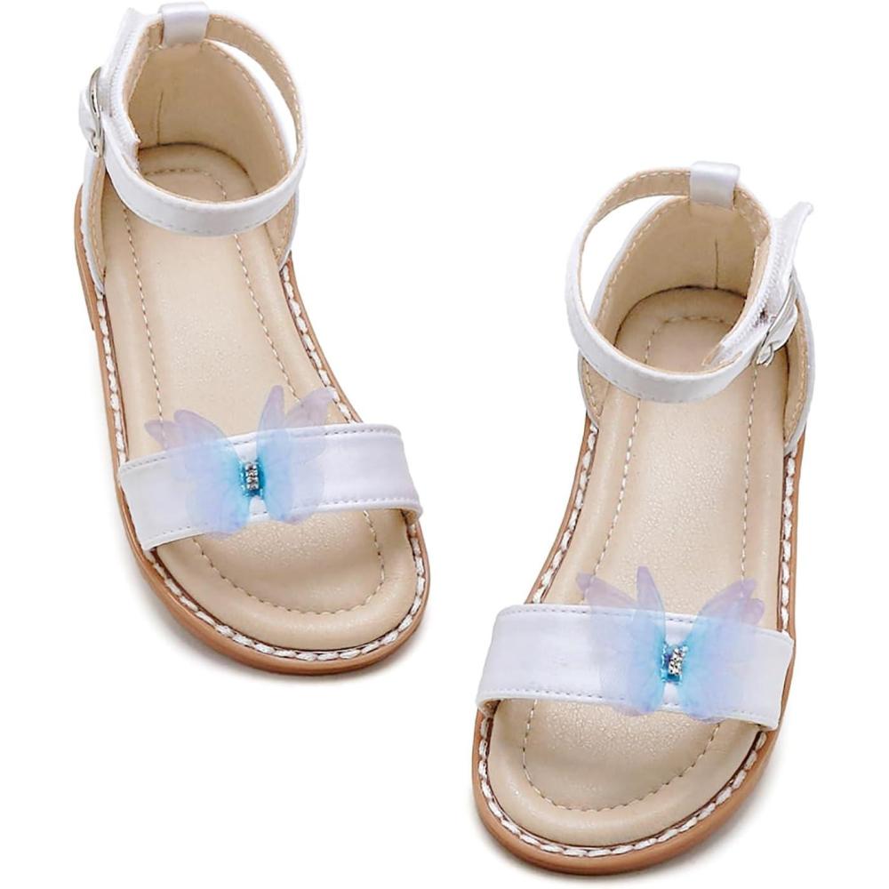 imageTHEE BRON Toddler Girls Butterfly Floral Sandals  Comfy Sparkle Shoes for Play ampamp Summer AdventuresAa416fairy White