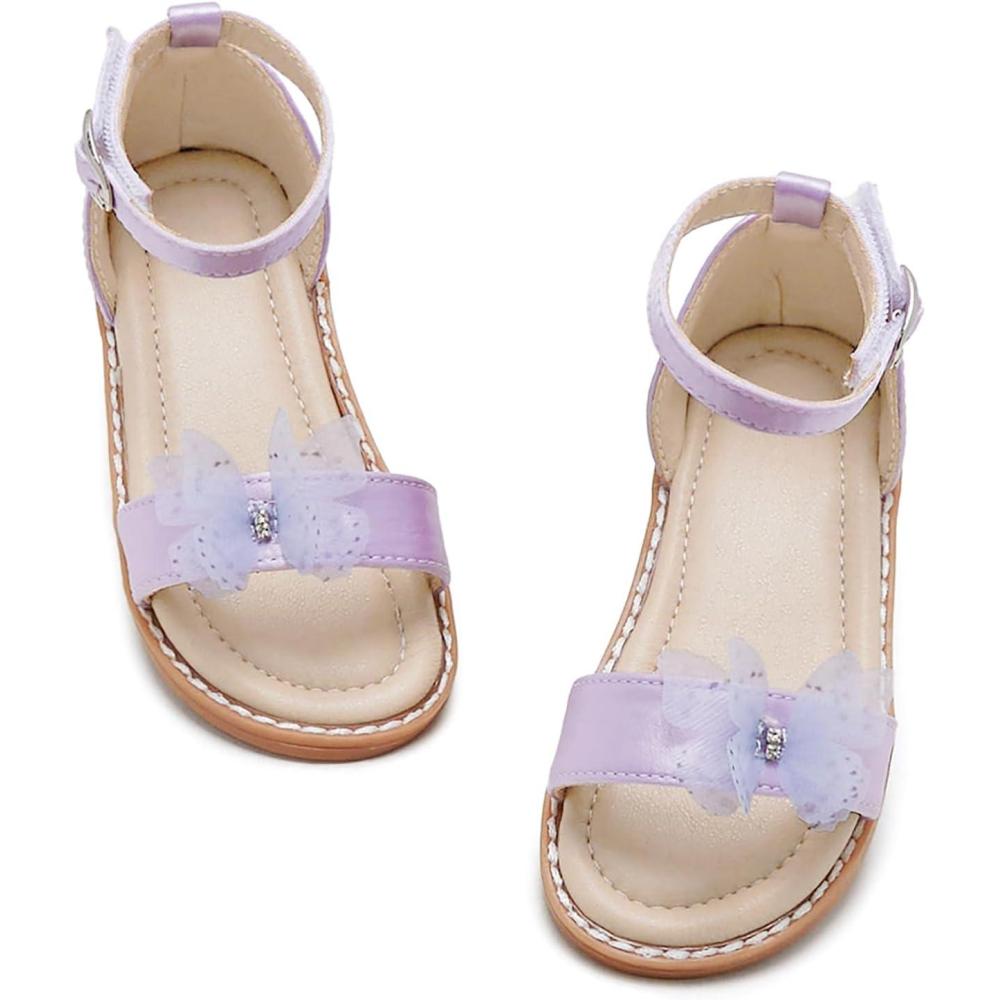 imageTHEE BRON Toddler Girls Butterfly Floral Sandals  Comfy Sparkle Shoes for Play ampamp Summer AdventuresAa416sprite Purple