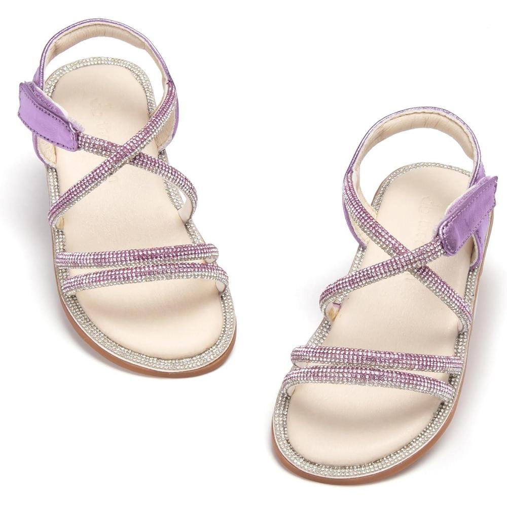 imageTHEE BRON Toddler Girls Butterfly Floral Sandals  Comfy Sparkle Shoes for Play ampamp Summer AdventuresAa428diamond Purple