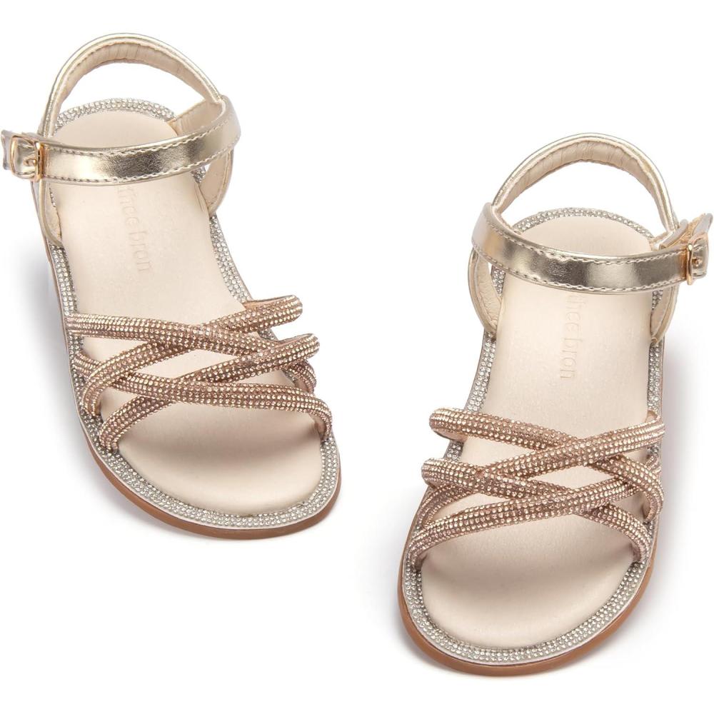 imageTHEE BRON Toddler Girls Butterfly Floral Sandals  Comfy Sparkle Shoes for Play ampamp Summer AdventuresAa436stardust Gold