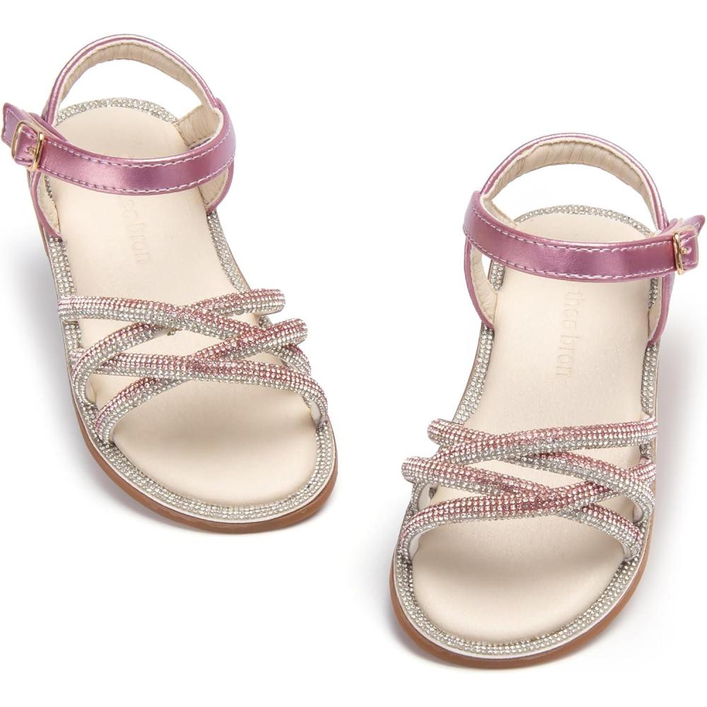 imageTHEE BRON Toddler Girls Butterfly Floral Sandals  Comfy Sparkle Shoes for Play ampamp Summer AdventuresAa436starline Pink