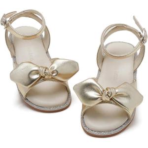THEE BRON Toddler Girls Butterfly Floral Sandals – Comfy Sparkle Shoes for Play & Summer Adventures(Aa410-moonlit Gold)