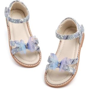 THEE BRON Toddler Girls Butterfly Floral Sandals – Comfy Sparkle Shoes for Play & Summer Adventures(Aa414-butterberry Blue)