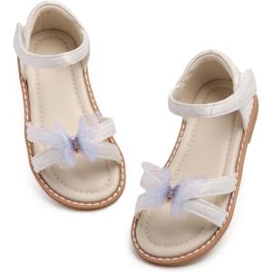 THEE BRON Toddler Girls Butterfly Floral Sandals – Comfy Sparkle Shoes for Play & Summer Adventures(Aa414-floral White)