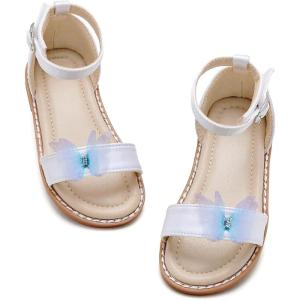 THEE BRON Toddler Girls Butterfly Floral Sandals – Comfy Sparkle Shoes for Play & Summer Adventures(Aa416-fairy White)