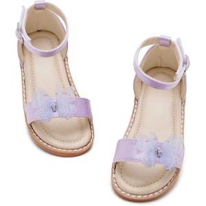 THEE BRON Toddler Girls Butterfly Floral Sandals – Comfy Sparkle Shoes for Play & Summer Adventures(Aa416-sprite Purple)