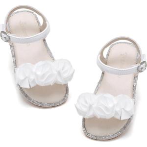 THEE BRON Toddler Girls Butterfly Floral Sandals – Comfy Sparkle Shoes for Play & Summer Adventures(Aa418-celestia White)