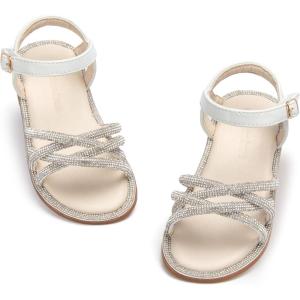 THEE BRON Toddler Girls Butterfly Floral Sandals – Comfy Sparkle Shoes for Play & Summer Adventures(Aa436-aurora White)