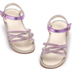 THEE BRON Toddler Girls Butterfly Floral Sandals – Comfy Sparkle Shoes for Play & Summer Adventures(Aa436-nova Purple)