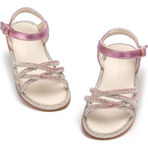 THEE BRON Toddler Girls Butterfly Floral Sandals – Comfy Sparkle Shoes for Play & Summer Adventures(Aa436-starline Pink)