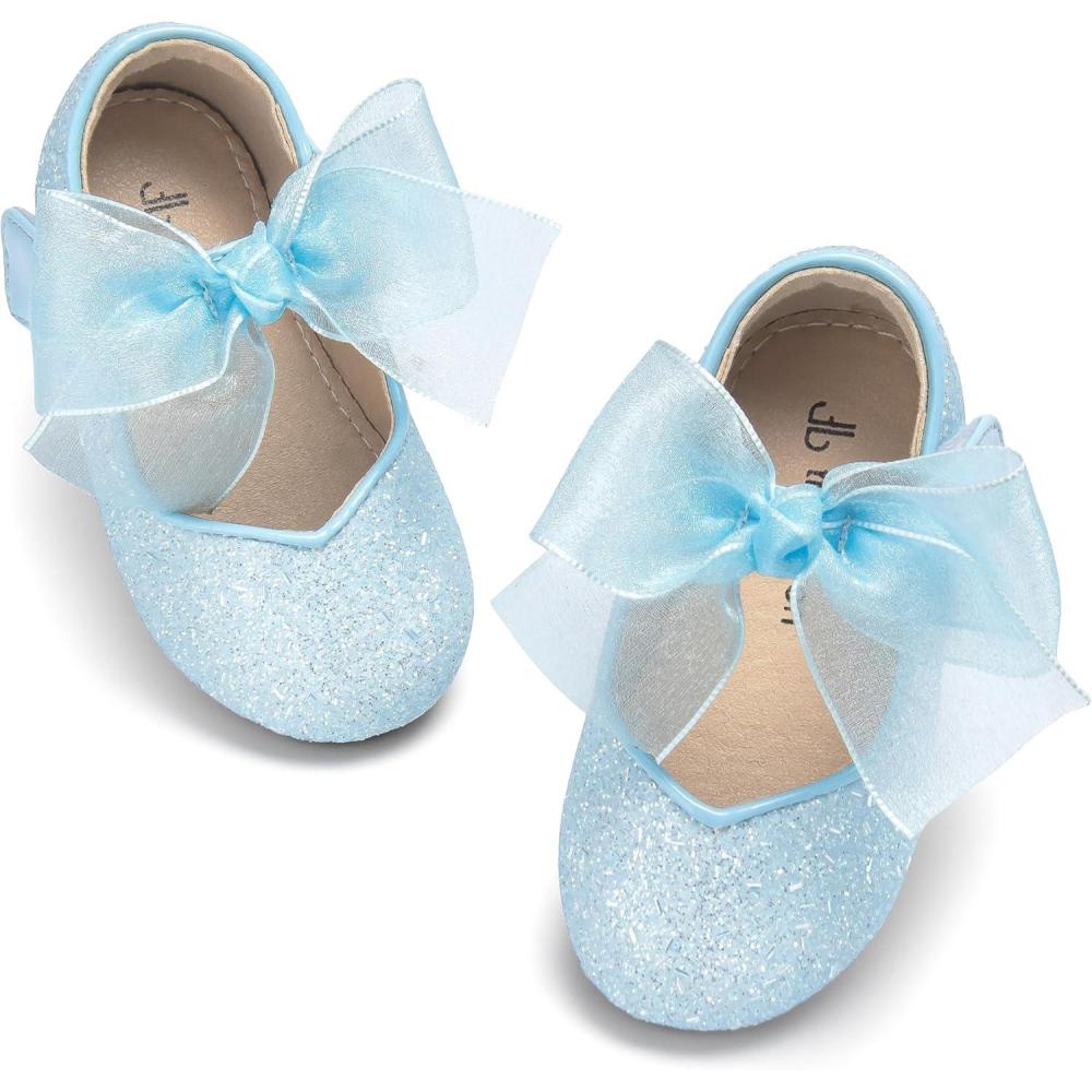 imageTHEE BRON Bedazzled Glitter Mary Jane Flats for Toddler Girls  Shimmery TwinkleToe Shoes for Fancy FunAg264crystal Blue