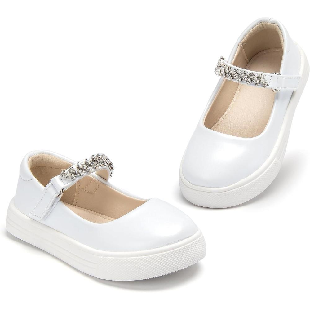 imageTHEE BRON Shiny Gloss Toddler Girls Sneakers Versatile Fun Casual Kicks for Little OnesAs402 Frostbeam White