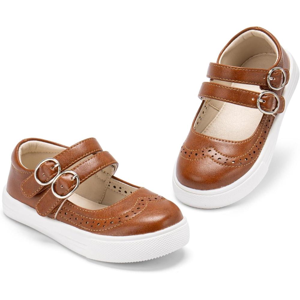 imageTHEE BRON Shiny Gloss Toddler Girls Sneakers Versatile Fun Casual Kicks for Little OnesAs470cub Brown