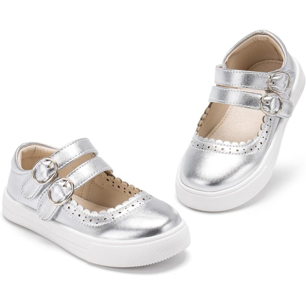 imageTHEE BRON Shiny Gloss Toddler Girls Sneakers Versatile Fun Casual Kicks for Little OnesAs604starlight Silver