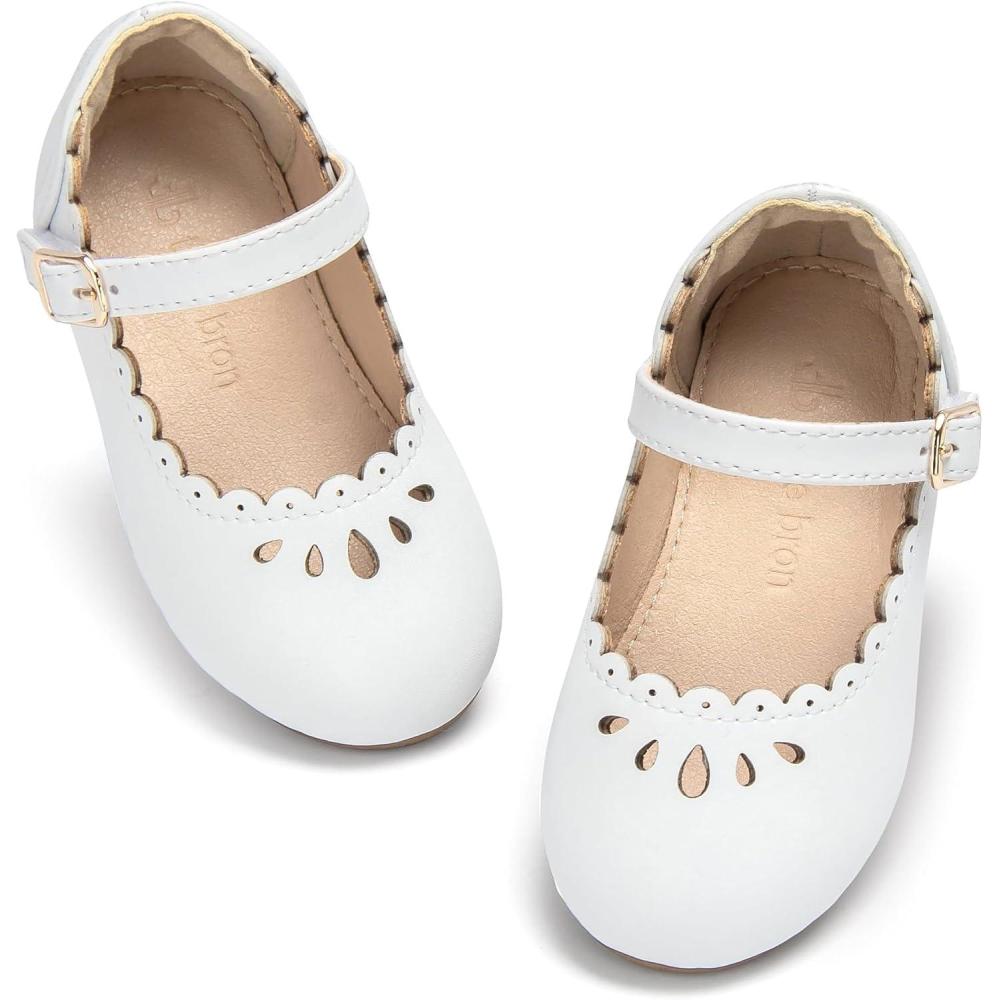 imageTHEE BRON Toddler Mary Janes  Arch Support Leather Dress Shoes  Birthday Party FlatsAf440celestial White