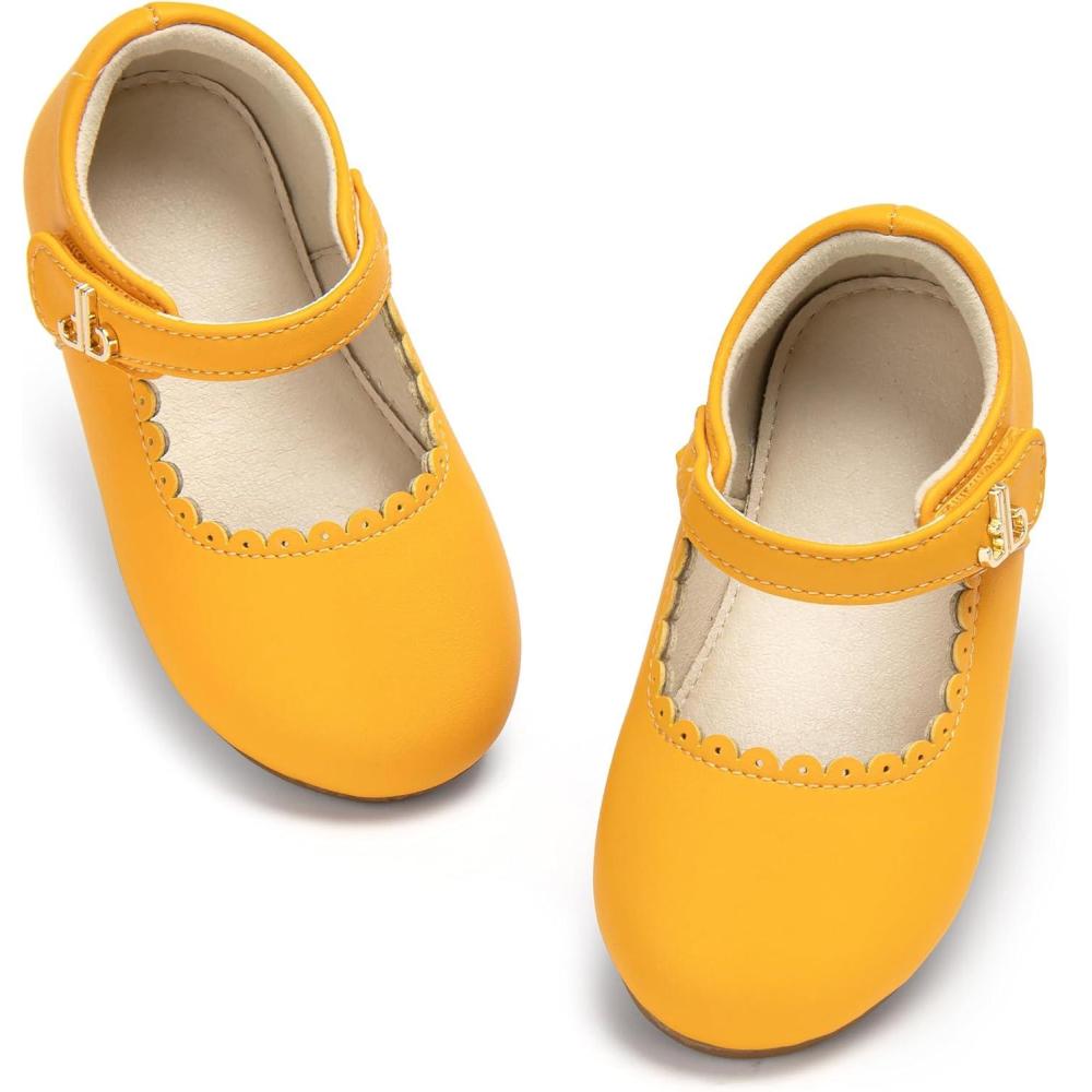 imageTHEE BRON Toddler Mary Janes  Arch Support Leather Dress Shoes  Birthday Party FlatsAf510marigold Yellow