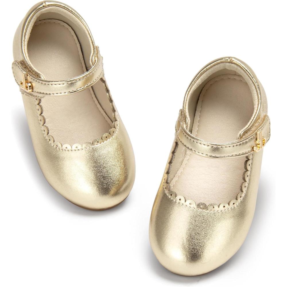imageTHEE BRON Toddler Mary Janes  Arch Support Leather Dress Shoes  Birthday Party FlatsAf510moonlit Gold