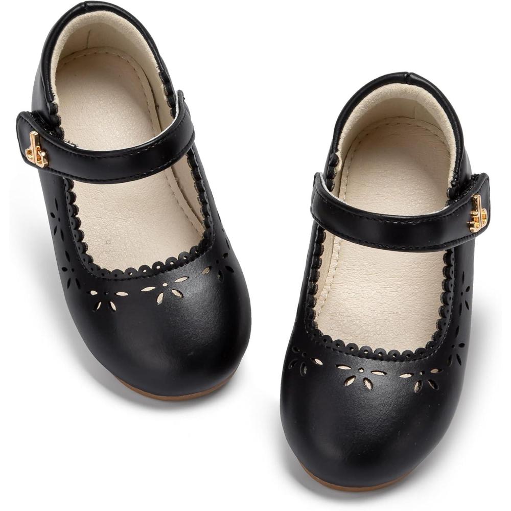 imageTHEE BRON Toddler Mary Janes  Arch Support Leather Dress Shoes  Birthday Party FlatsAf522midnight Black