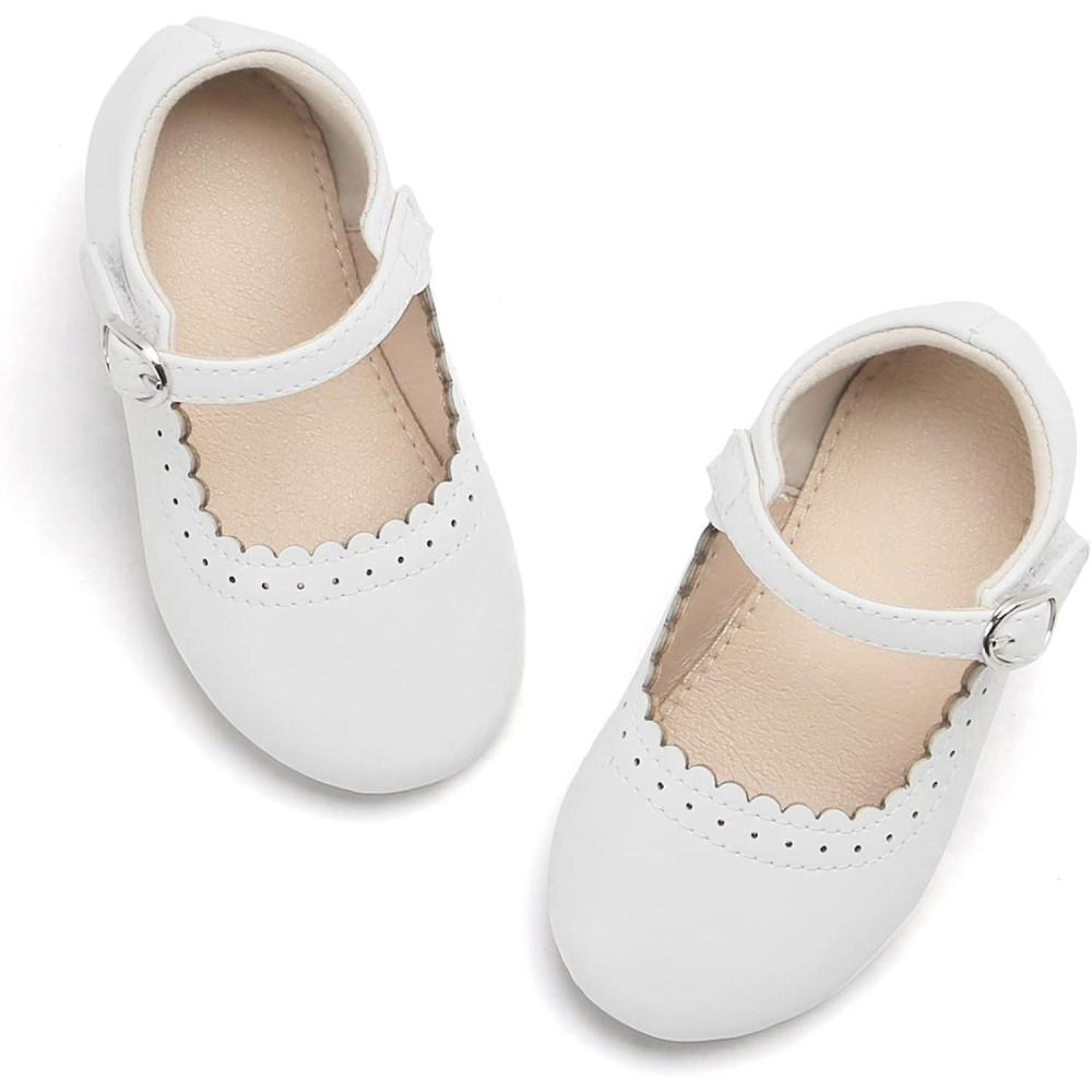 imageTHEE BRON Toddler Mary Janes  Arch Support Leather Dress Shoes  Birthday Party FlatsAg211celestial White