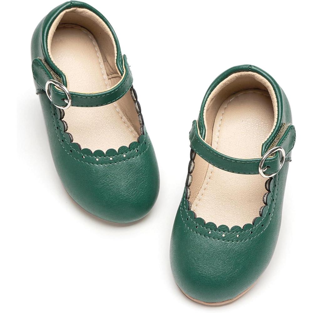 imageTHEE BRON Toddler Mary Janes  Arch Support Leather Dress Shoes  Birthday Party FlatsAg211forest Green