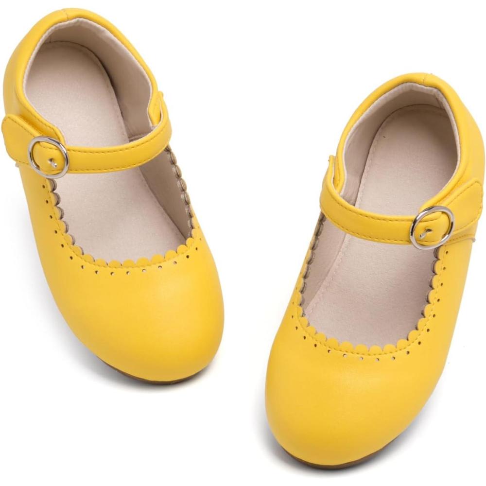 imageTHEE BRON Toddler Mary Janes  Arch Support Leather Dress Shoes  Birthday Party FlatsAg211sunbeam Yellow