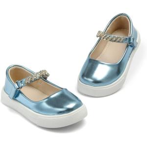 THEE BRON Shiny Gloss Toddler Girls Sneakers Versatile Fun Casual Kicks for Little Ones(As402-cobalt Blue)