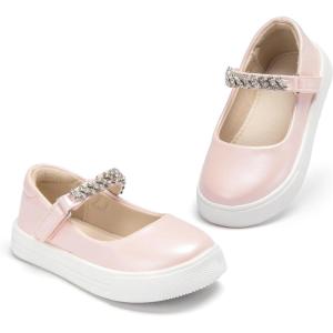THEE BRON Shiny Gloss Toddler Girls Sneakers Versatile Fun Casual Kicks for Little Ones(As402-crystal Pink)