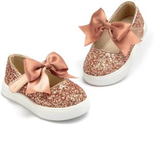 THEE BRON Shiny Gloss Toddler Girls Sneakers Versatile Fun Casual Kicks for Little Ones(As404-aurora Champagne)