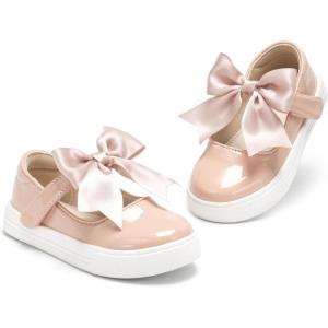THEE BRON Shiny Gloss Toddler Girls Sneakers Versatile Fun Casual Kicks for Little Ones(As404-creamy Nude)