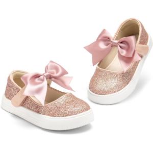 THEE BRON Shiny Gloss Toddler Girls Sneakers Versatile Fun Casual Kicks for Little Ones(As404-twinkle Rose)