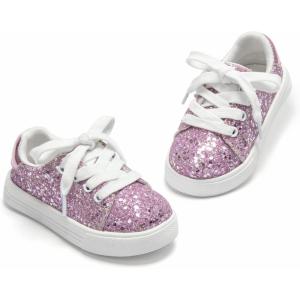 THEE BRON Shiny Gloss Toddler Girls Sneakers Versatile Fun Casual Kicks for Little Ones(As406-twilight Purple)