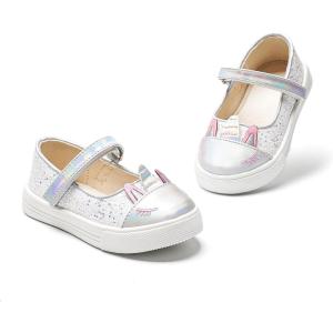 THEE BRON Shiny Gloss Toddler Girls Sneakers Versatile Fun Casual Kicks for Little Ones(As412-frost White)