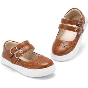 THEE BRON Shiny Gloss Toddler Girls Sneakers Versatile Fun Casual Kicks for Little Ones(As470-cub Brown)