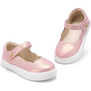 THEE BRON Shiny Gloss Toddler Girls Sneakers Versatile Fun Casual Kicks for Little Ones(As602-buttery Blush)