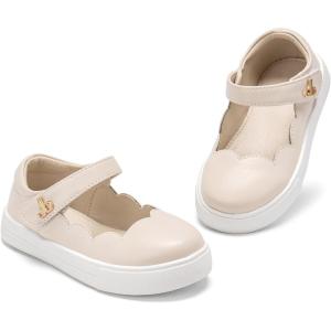 THEE BRON Shiny Gloss Toddler Girls Sneakers Versatile Fun Casual Kicks for Little Ones(As602-cream Apricot)