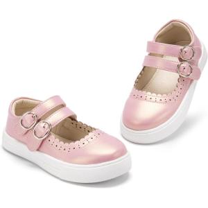 THEE BRON Shiny Gloss Toddler Girls Sneakers Versatile Fun Casual Kicks for Little Ones(As604-petal Pink)