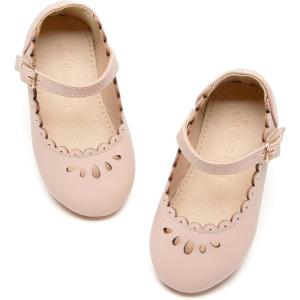 THEE BRON Toddler Mary Janes | Arch Support Leather Dress Shoes | Birthday Party Flats(Af440-creamy Apricot)