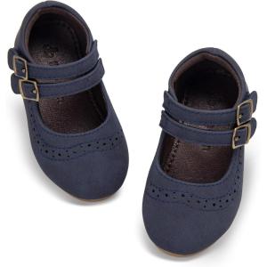 THEE BRON Toddler Mary Janes | Arch Support Leather Dress Shoes | Birthday Party Flats(Af470-oxford Blue)