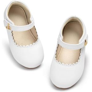 THEE BRON Toddler Mary Janes | Arch Support Leather Dress Shoes | Birthday Party Flats(Af510-celestial White)