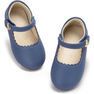 THEE BRON Toddler Mary Janes | Arch Support Leather Dress Shoes | Birthday Party Flats(Af510-cornflower Blue)
