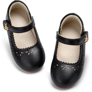THEE BRON Toddler Mary Janes | Arch Support Leather Dress Shoes | Birthday Party Flats(Af522-midnight Black)