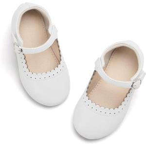 THEE BRON Toddler Mary Janes | Arch Support Leather Dress Shoes | Birthday Party Flats(Ag211-celestial White)