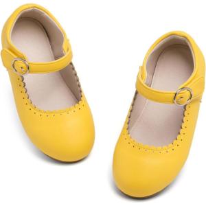 THEE BRON Toddler Mary Janes | Arch Support Leather Dress Shoes | Birthday Party Flats(Ag211-sunbeam Yellow)