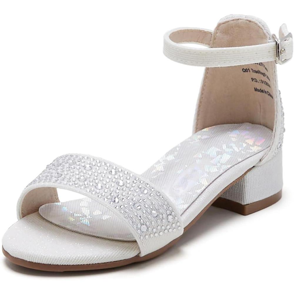 imageTHEE BRON Girls Low Heel Dress Shoes Mary Jane Party Wedding Flower Girl PumpsAq01white