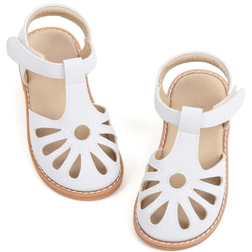 imageTHEE BRON Toddler Girls Closed Toe Sweet Retro Cutout Sandals  Princess Summer ShoesAa396celestial White