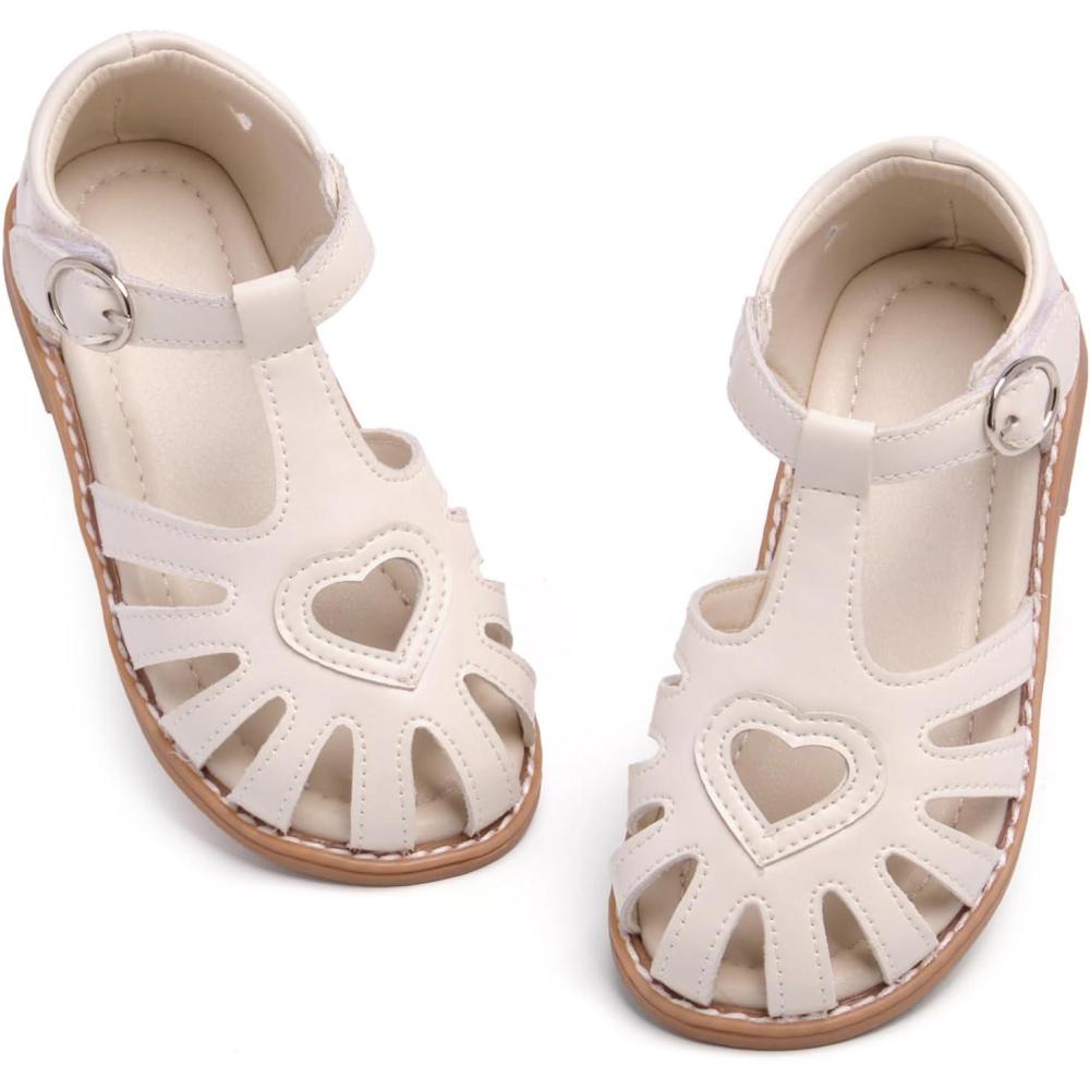 imageTHEE BRON Toddler Girls Closed Toe Sweet Retro Cutout Sandals  Princess Summer ShoesTb508moonlit Champagne