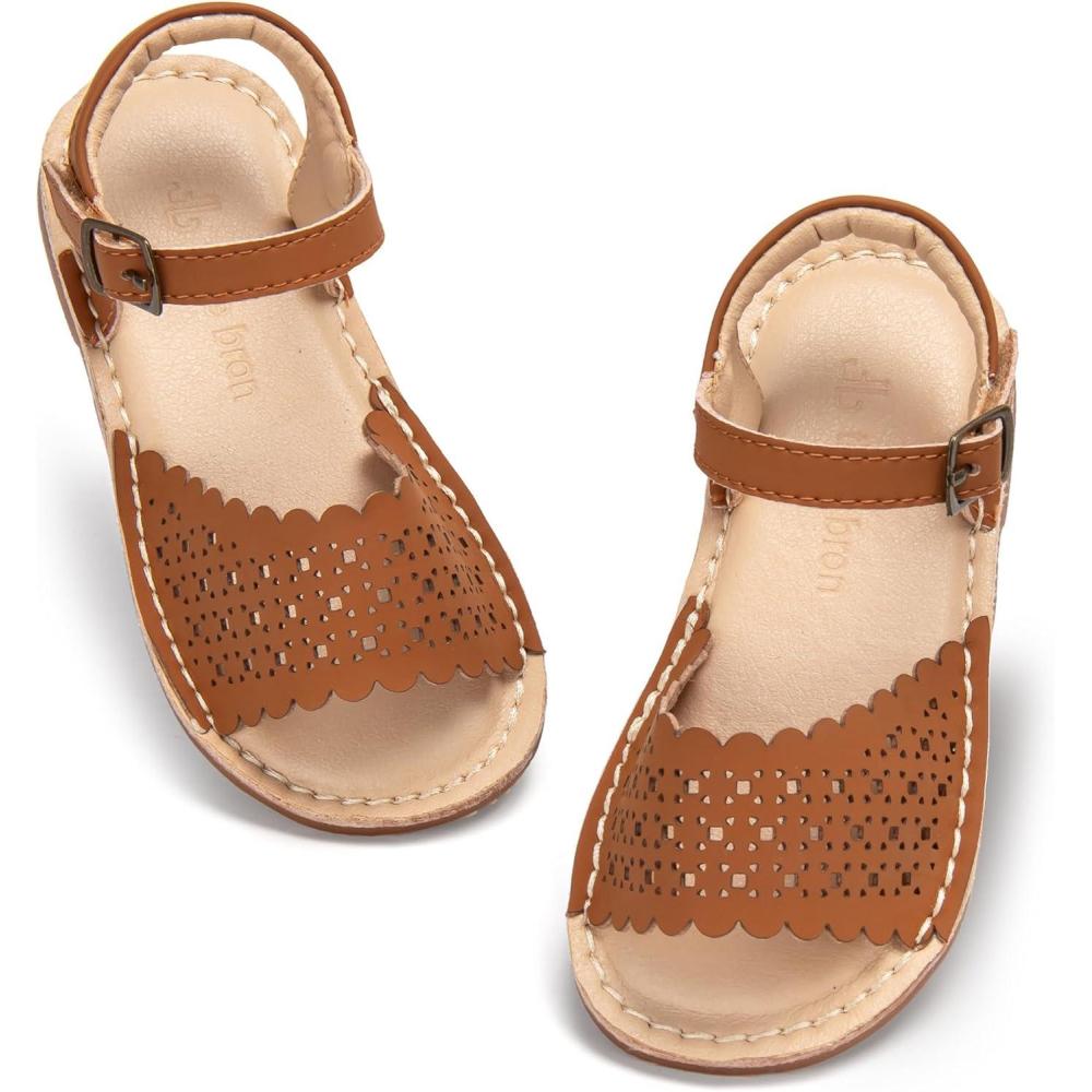 imageTHEE BRON Toddler Girls Gladiator Sandals  Cushioned Comfy Shoes for Princess Summer PlayAa540chestnut Brown