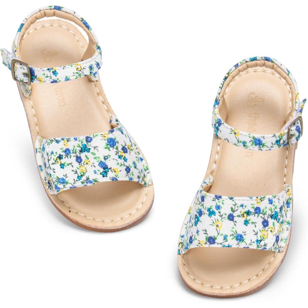 imageTHEE BRON Toddler Girls Gladiator Sandals  Cushioned Comfy Shoes for Princess Summer PlayAa558floral Blue