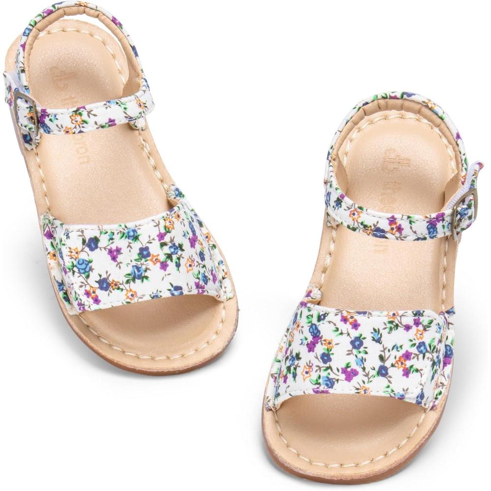 imageTHEE BRON Toddler Girls Gladiator Sandals  Cushioned Comfy Shoes for Princess Summer PlayAa558floral Purple